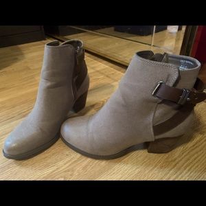 Gently worn tan ankle booties